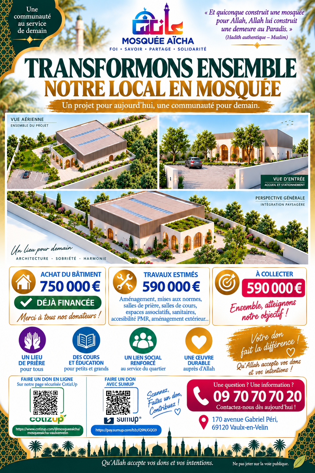 El Hamdoulilai Les travaux finaux commencent à la Mosquée Aïcha