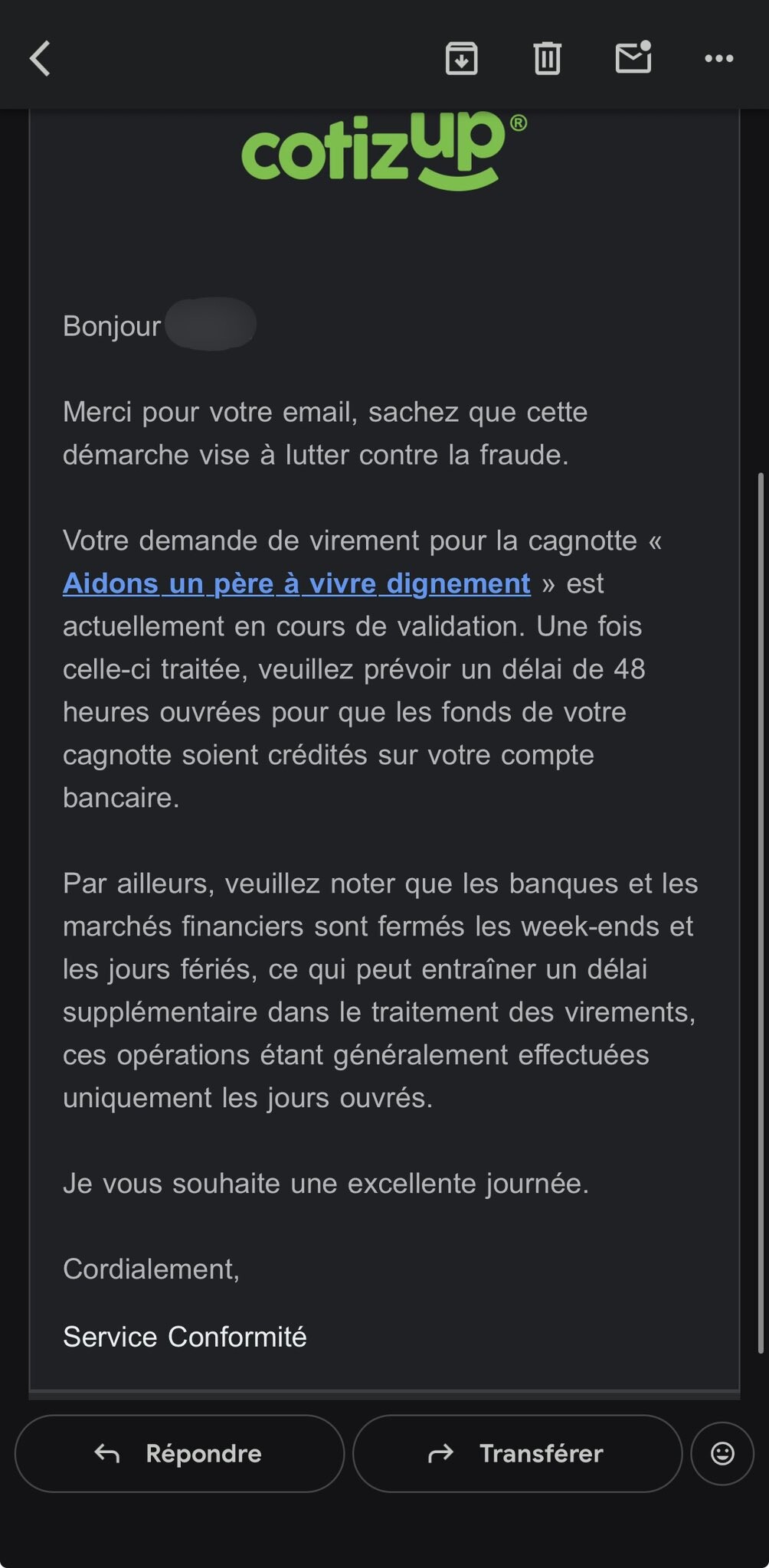 Image justificative de la cagnotte