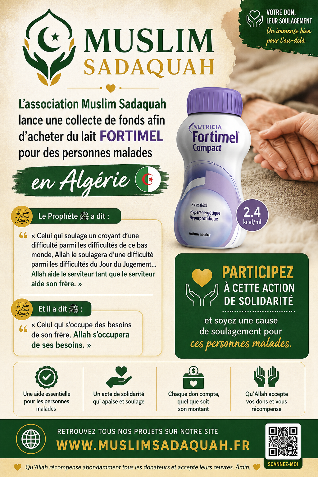 Offrons du lait Fortimel aux personnes malades en Algérie