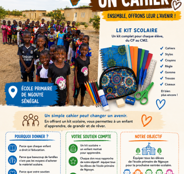 Opération 1 don 1 cahier en faveur des enfants de l'école de Ngouye au Sénégal 