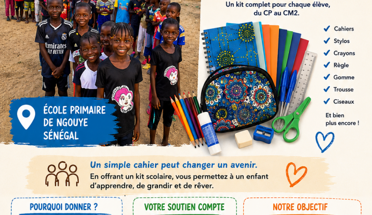 Opération 1 don 1 cahier en faveur des enfants de l'école de Ngouye au Sénégal 