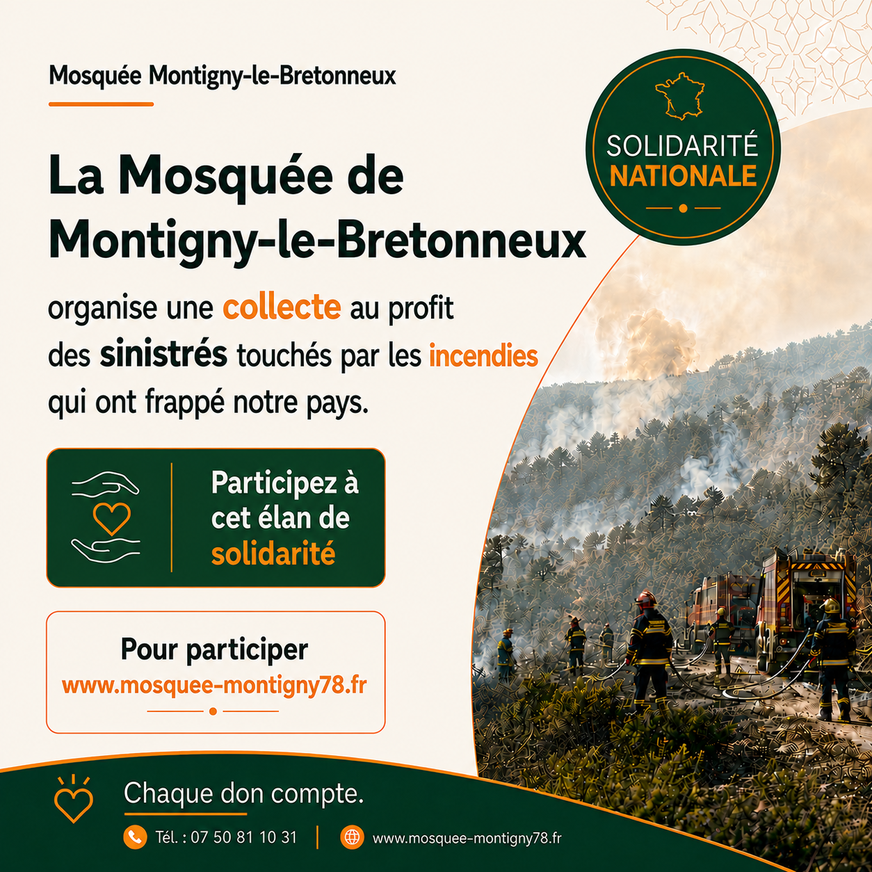 Solidarité avec les sinistrés des incendies
