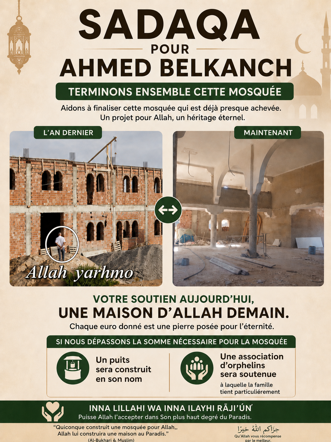 Terminons ensemble son souhait et cette mosquée 