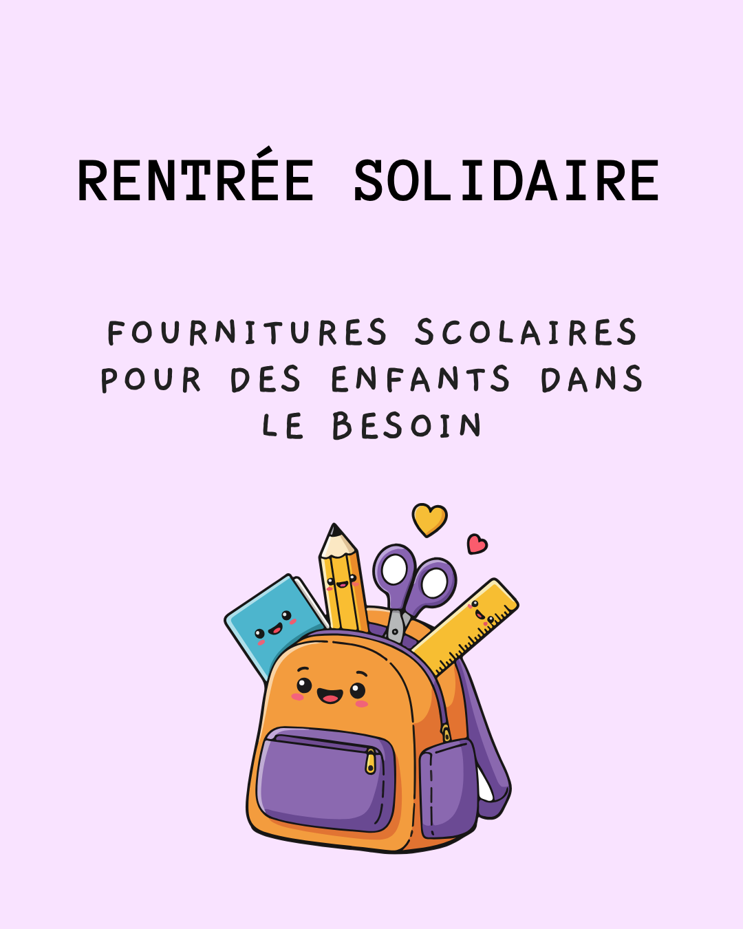 Des fournitures scolaires pour une familles dans le besoin