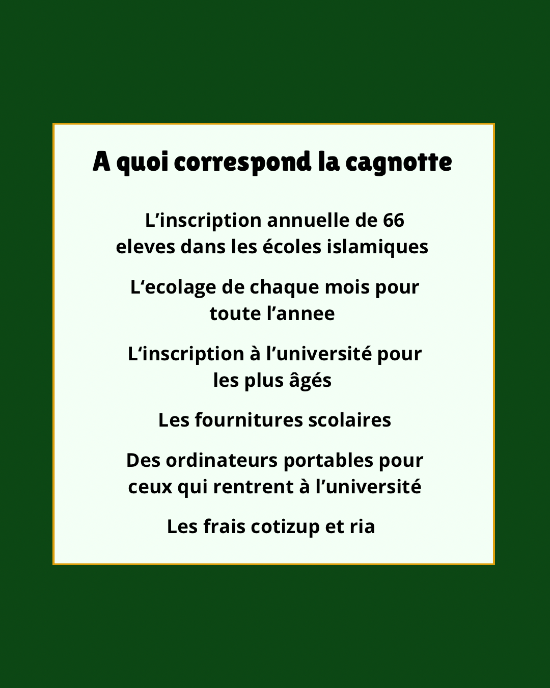 L’éducation de 66 musulmans