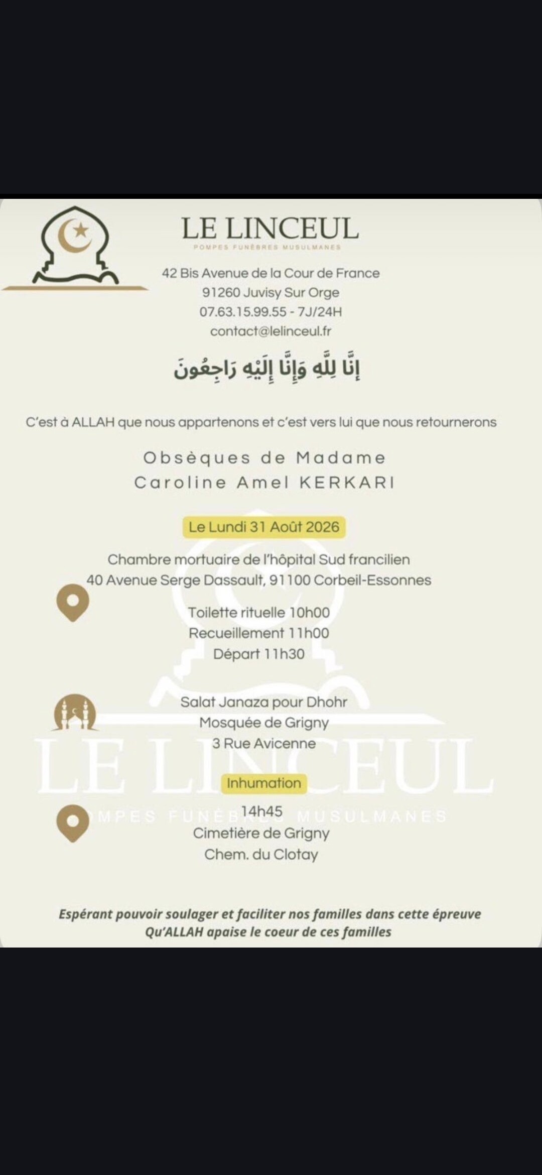 Soutien pour le mari et les enfants de Caroline Amel Kerkari ❣️
