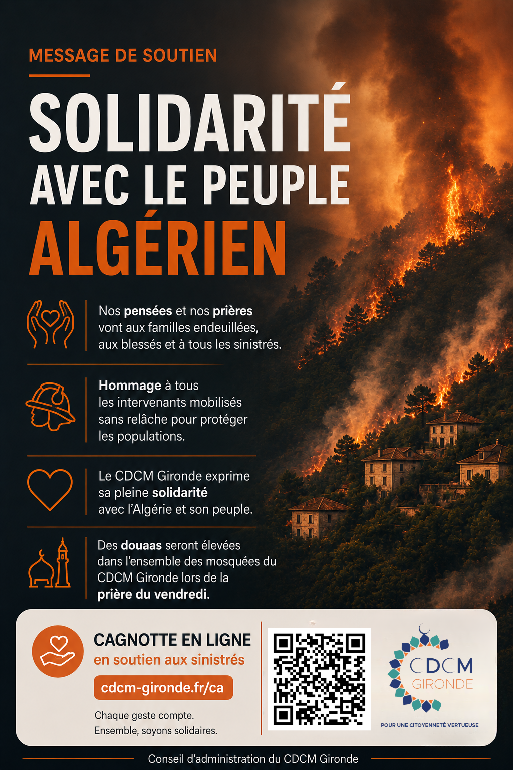 Solidarité CDCM Gironde - Incendies en Algérie