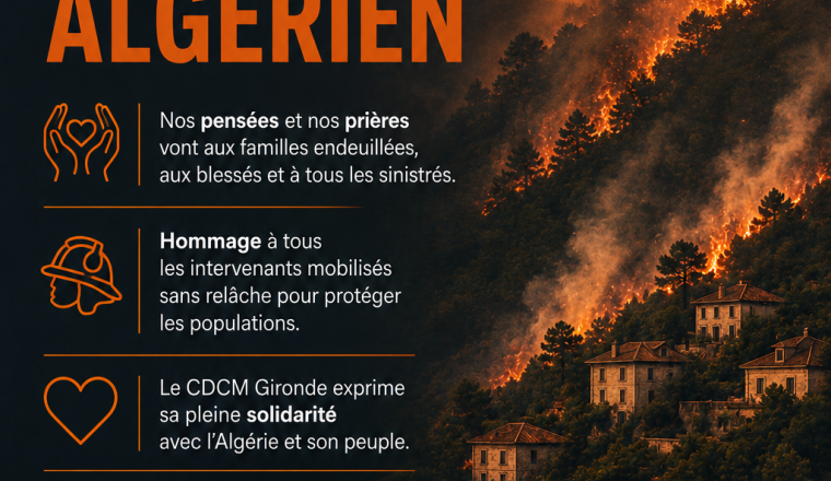 Solidarité CDCM Gironde - Incendies en Algérie