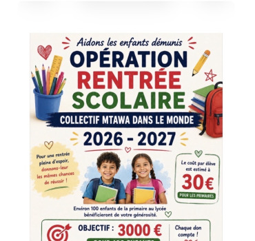 Rentrée scolaire familles démunies Metouia 2026-2027