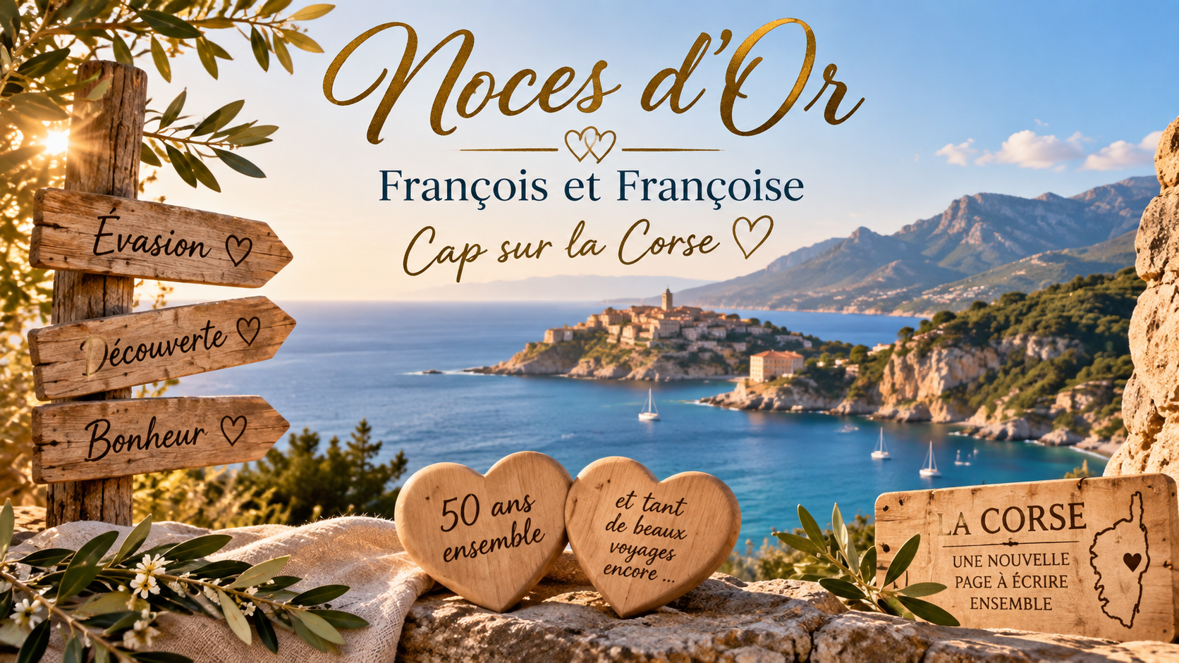 🎁 Noces d'or François et Françoise - ❤️ Cap sur la Corse ❤️ 