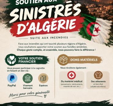 soutiens au sinistrée touché par les incendies en Algérie 