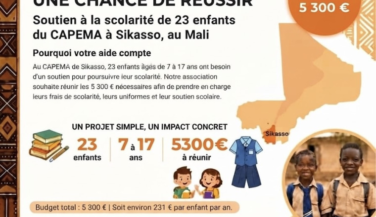Scolariser 23 orphelins du CAPEMA 