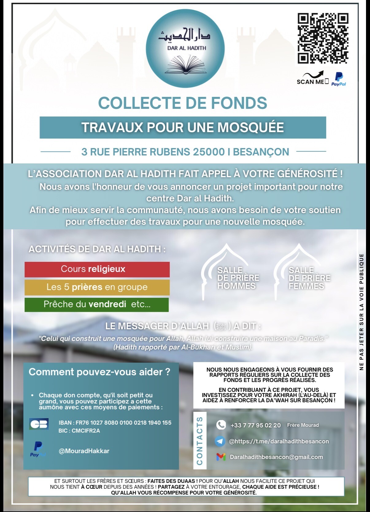 Dernière ligne  droite avant Ramadan : Finalisons notre mosquée (Dar Al Hadith - Besançon)